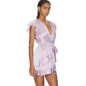 COPY - NEW Amanda Uprichard Johanna Silk Ruffle Mini Dress Lavender Purple Size…